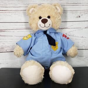 Built A Bear Workshop Cream Teddy Bear Plush with Police Uniform 17''